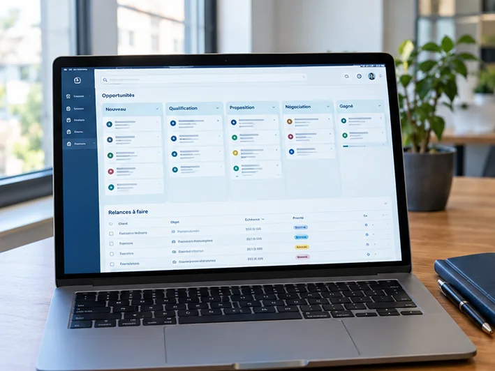 Tableau de bord d'un CRM sur mesure avec pipeline d'opportunités