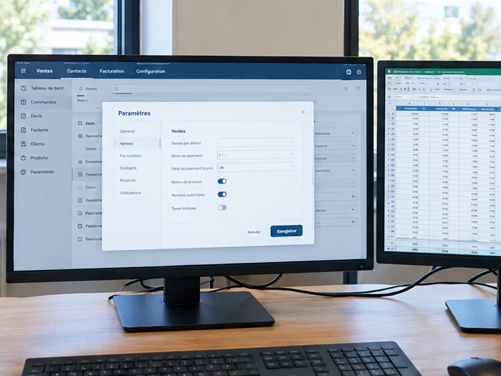 Écran du module CRM d'Odoo en cours de configuration